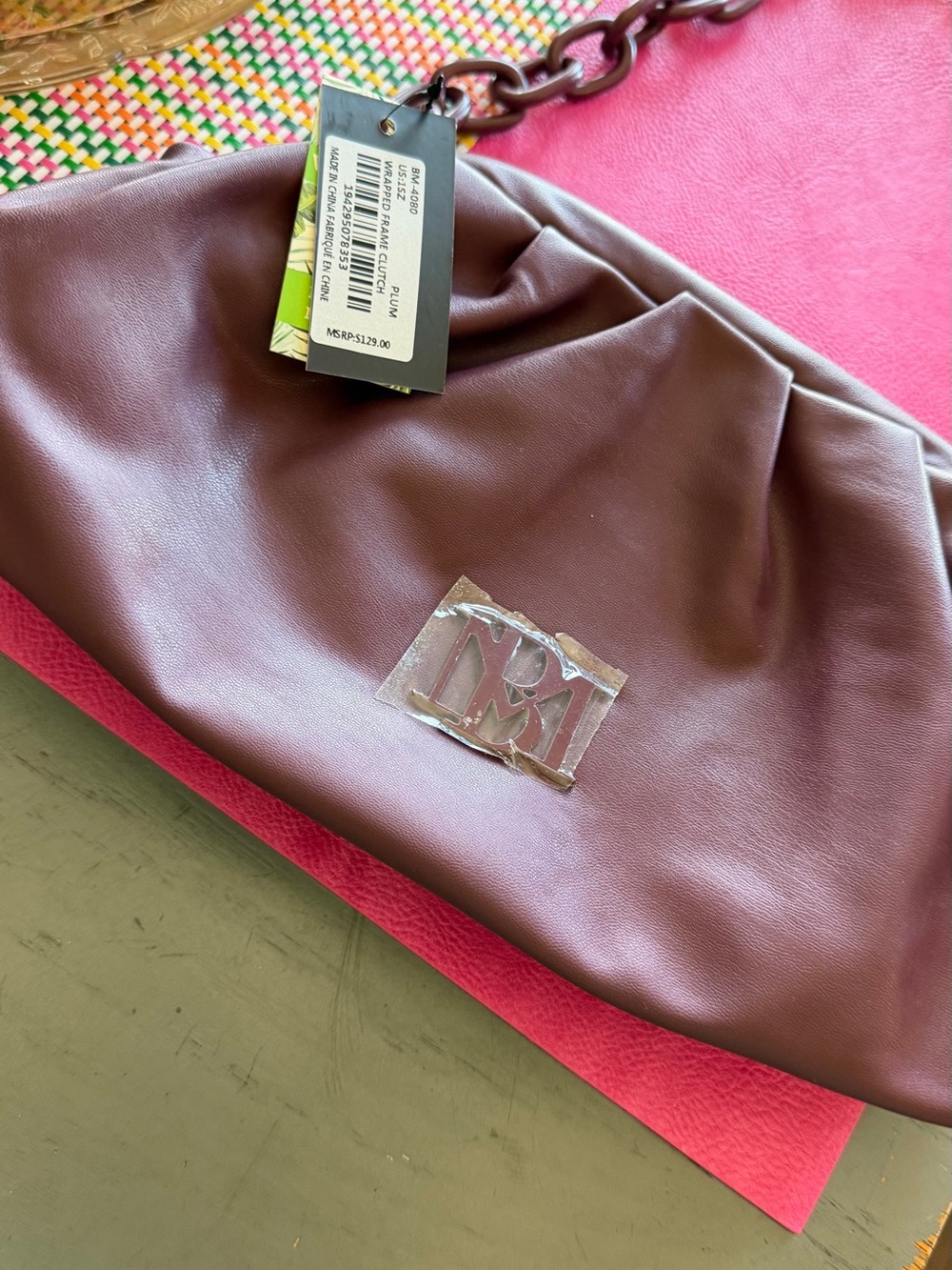NEW Bartley Mischka frame plum colored vegan leather with tags. Beautful for fal